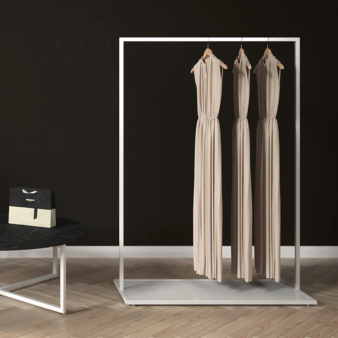 Luxe Freestanding Garment Rack 10ft — Modern Minimalist Clothing Display