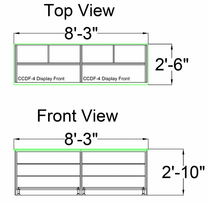 CHECKOUT -Counter Straight Checkout  with Display Front Shelves 6ft