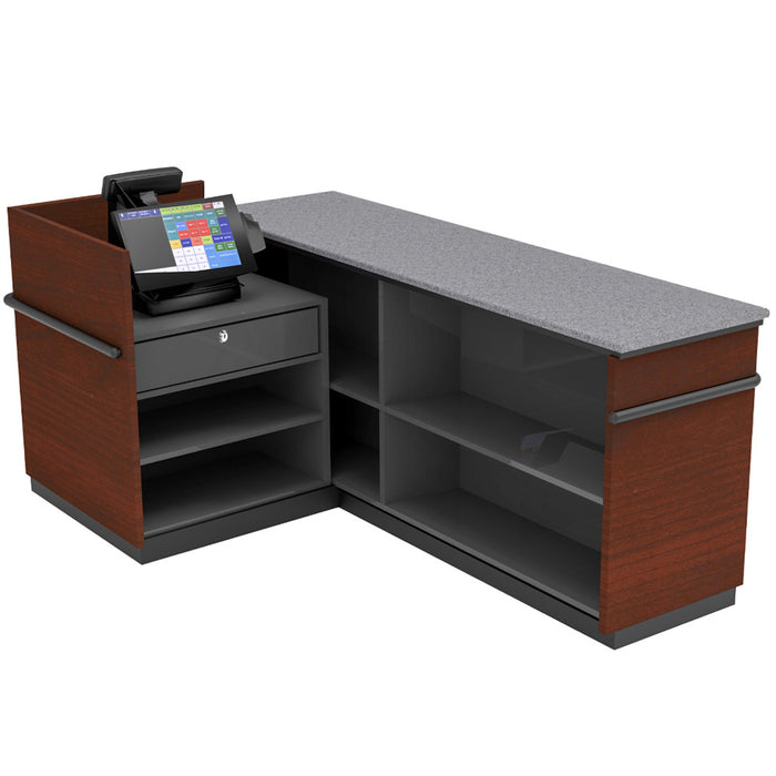 CHECKOUT - L-Shaped Point of Sale Counter — 6ft  Wood Retail Checkout Counter
