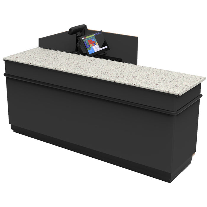 CHECKOUT - L-Shaped Point of Sale Counter — 6ft  Wood Retail Checkout Counter