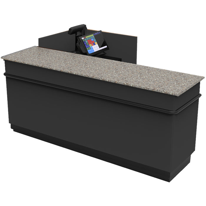 CHECKOUT - L-Shaped Point of Sale Counter — 6ft  Wood Retail Checkout Counter
