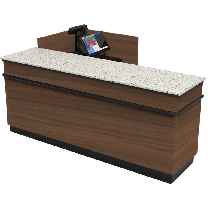 CHECKOUT - L-Shaped Point of Sale Counter — 6ft  Wood Retail Checkout Counter