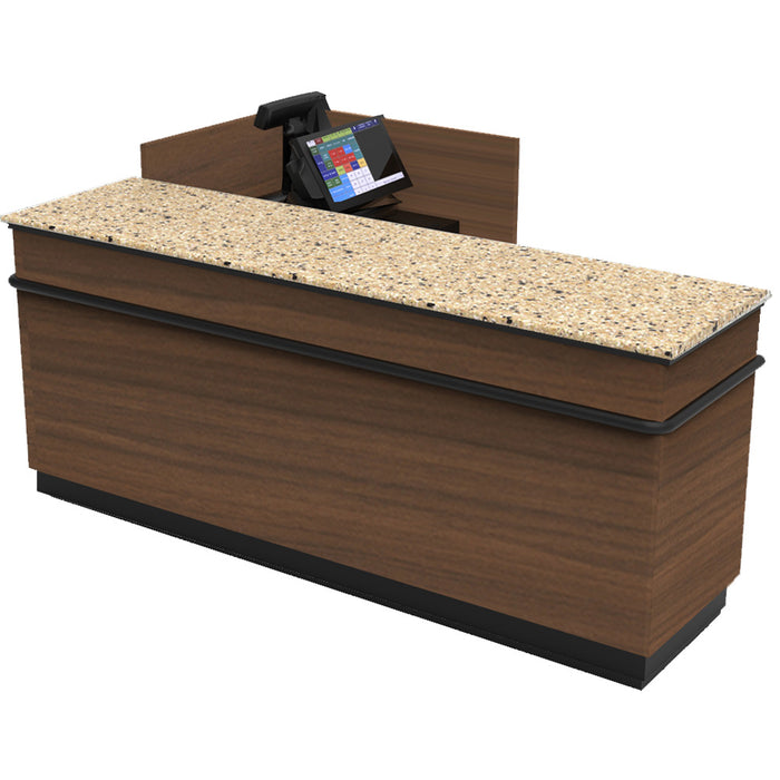 CHECKOUT - L-Shaped Point of Sale Counter — 6ft  Wood Retail Checkout Counter