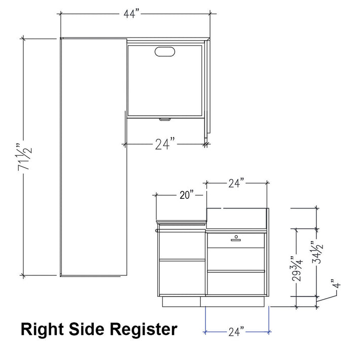 CHECKOUT - L-Shaped Point of Sale Counter — 6ft  Wood Retail Checkout Counter
