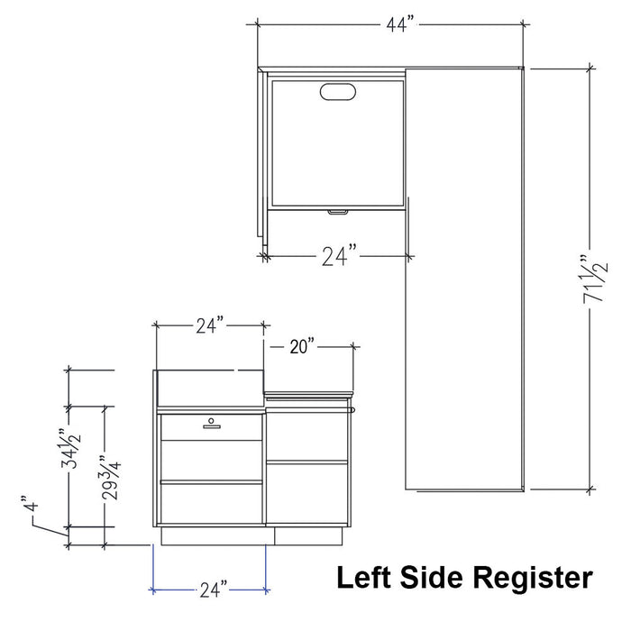 CHECKOUT - L-Shaped Point of Sale Counter — 6ft  Wood Retail Checkout Counter