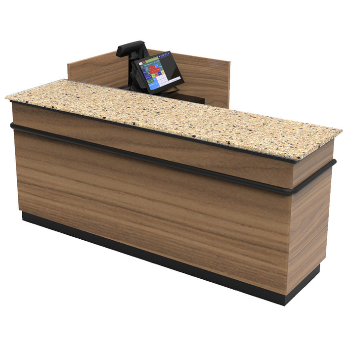 CHECKOUT - L-Shaped Point of Sale Counter — 6ft  Wood Retail Checkout Counter