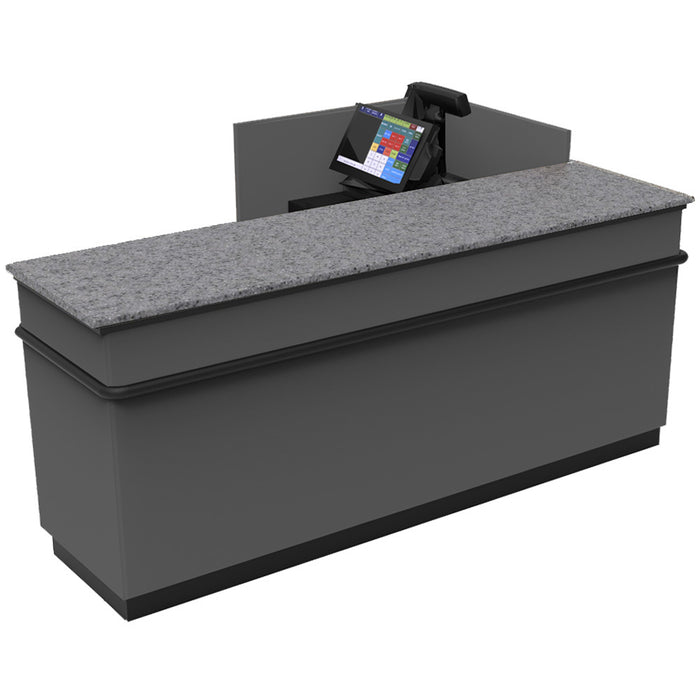 CHECKOUT - L-Shaped Point of Sale Counter — 6ft  Wood Retail Checkout Counter