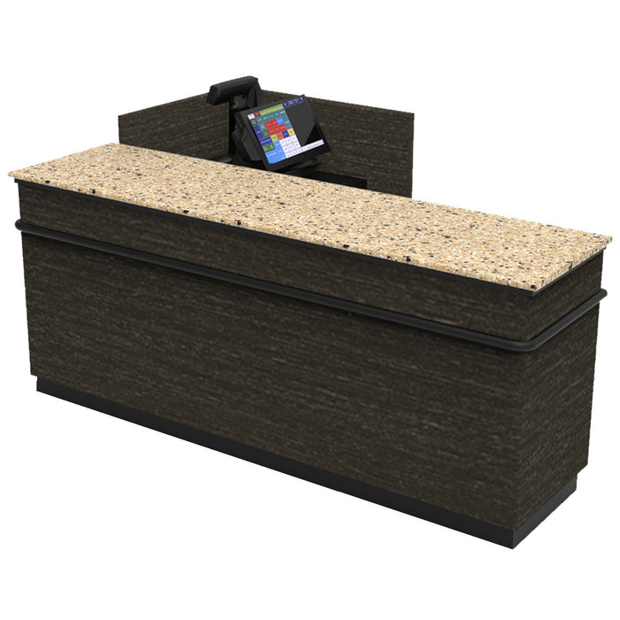 CHECKOUT - L-Shaped Point of Sale Counter — 6ft  Wood Retail Checkout Counter