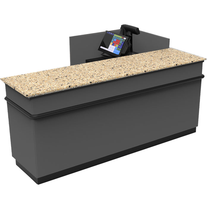 CHECKOUT - L-Shaped Point of Sale Counter — 6ft  Wood Retail Checkout Counter