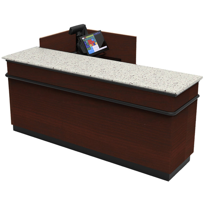 CHECKOUT - L-Shaped Point of Sale Counter — 6ft  Wood Retail Checkout Counter