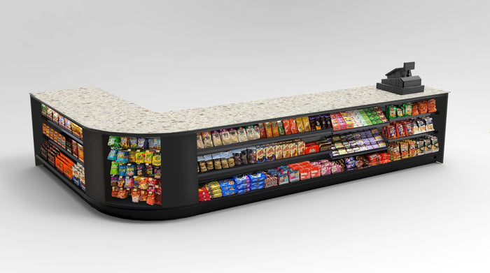 CHECKOUT - L-Shaped Point of Sale Counter — Modern Retail Checkout Display Counter