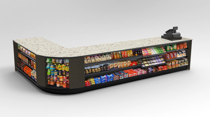 CHECKOUT - L-Shaped Point of Sale Counter — Modern Retail Checkout Display Counter