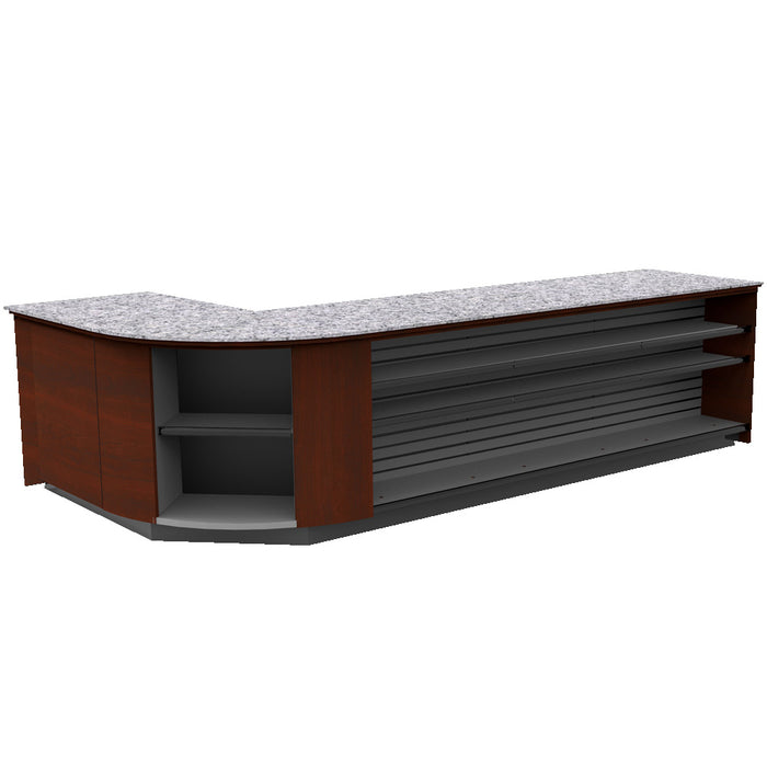 CHECKOUT- Curved Display-Front Checkout Counter with Display Front Shelves