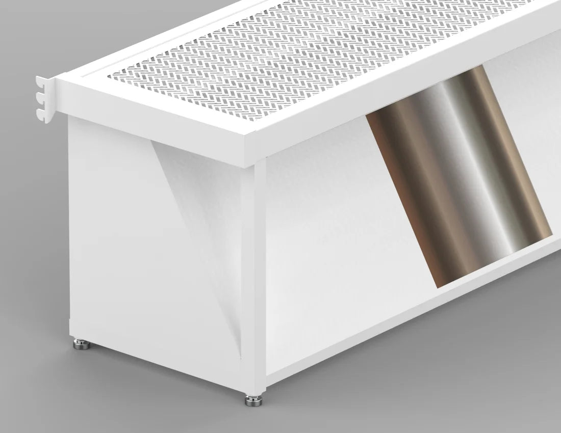 Modern Shoe Gondola Display — Industrial Metal Retail Fixture