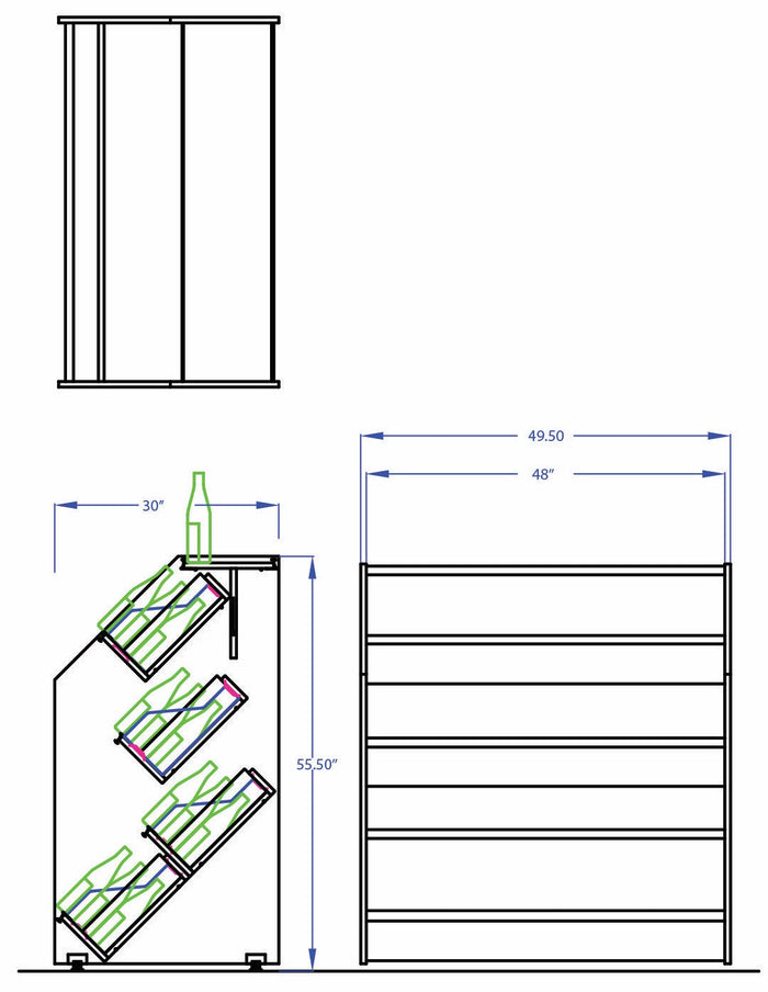 RACK - 4-Tier Tilted Wine Rack Display