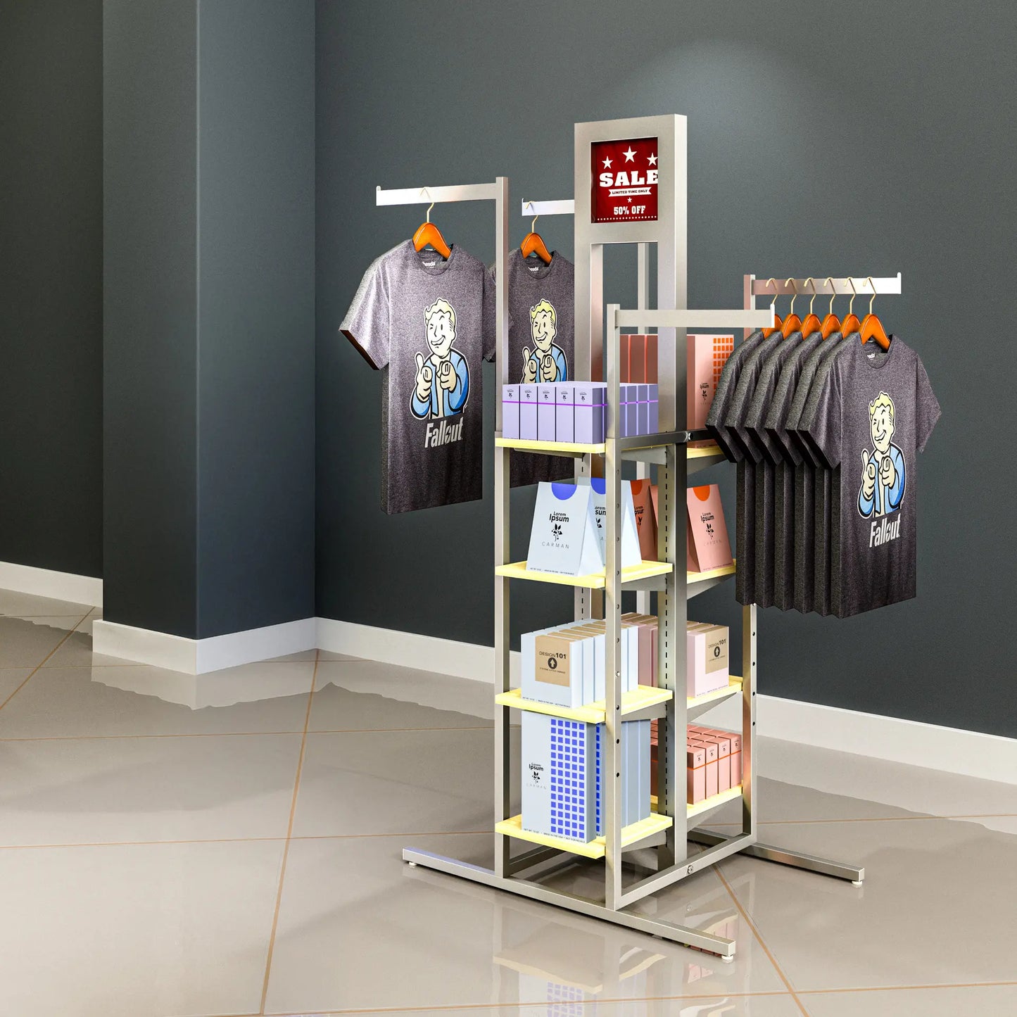 RACK - Column Rack — Multi-Tier Retail Display Stand for Apparel & Folded Merchandise