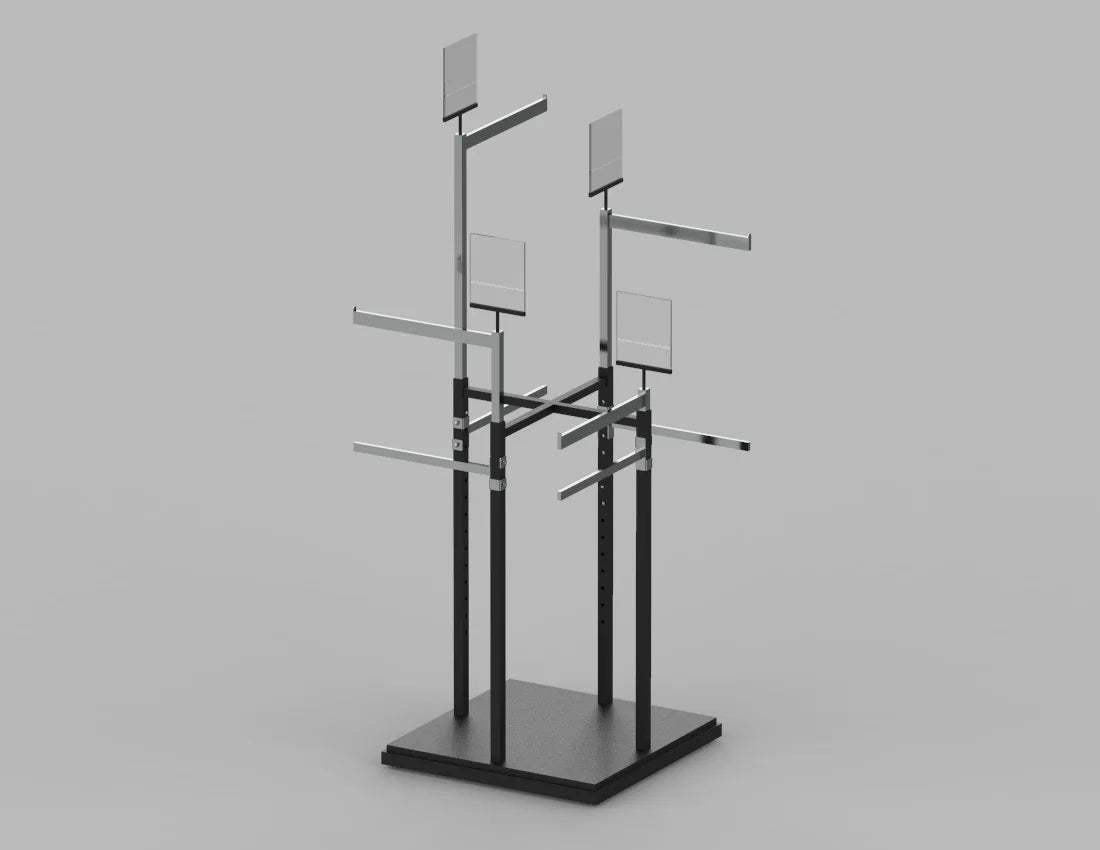 Double 4-Way Adjustable Garment Rack with Sign Holders — Premium Retail Display Stand