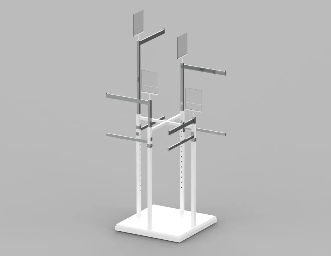 Double 4-Way Adjustable Garment Rack with Sign Holders — Premium Retail Display Stand