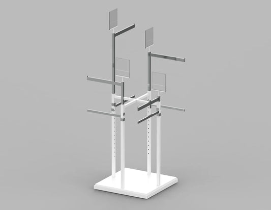 Double 4-Way Adjustable Garment Rack with Sign Holders — Premium Retail Display Stand