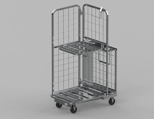 Heavy-Duty Rocket Cart — Industrial Folding Roll Cage Trolley with Wheels