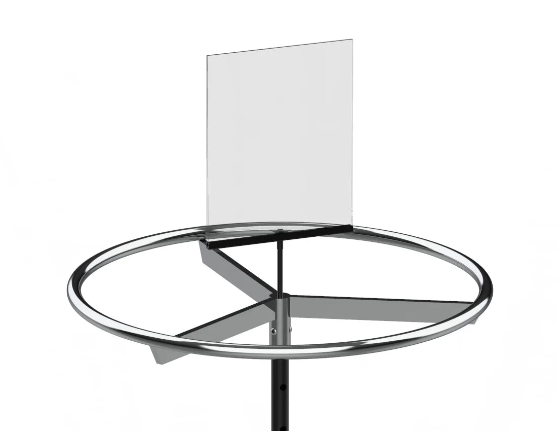 Round Adjustable Garment Rack with Sign Holder — Heavy-Duty Rolling Display Stand