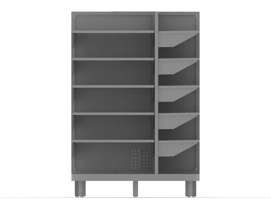 4-Way Gondola Display Rack — Heavy-Duty Metal Retail Shelving Unit