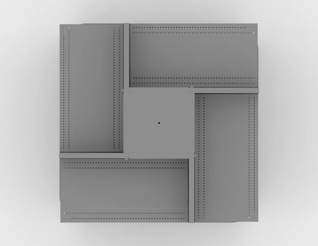 4-Way Gondola Display Rack — Heavy-Duty Metal Retail Shelving Unit