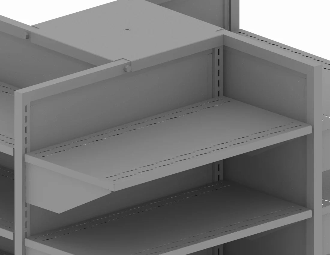 4-Way Gondola Display Rack — Heavy-Duty Metal Retail Shelving Unit