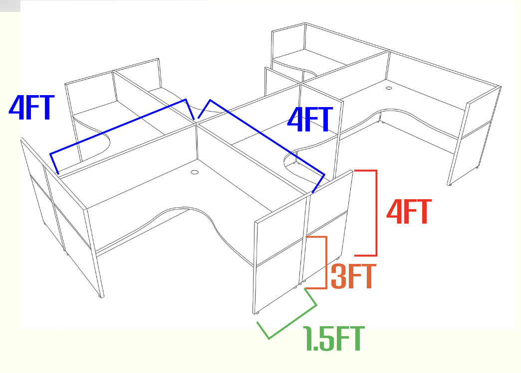LILLY - L SHAPE QUAD WORK STATION