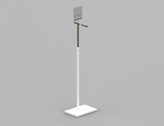 Single Arm Adjustable Garment Rack with Sign Holder — Modern Retail Display Stand