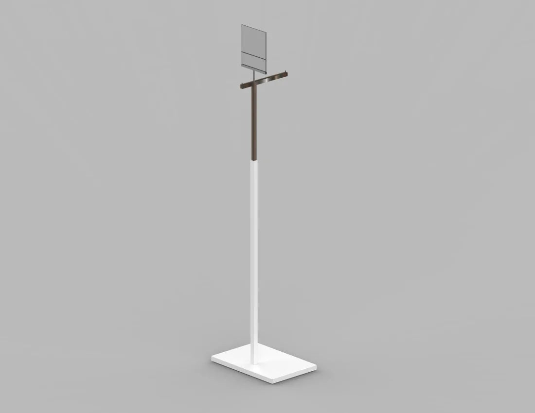 Single Arm Adjustable Garment Rack with Sign Holder — Modern Retail Display Stand