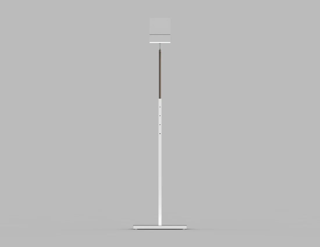 Single Arm Adjustable Garment Rack with Sign Holder — Modern Retail Display Stand