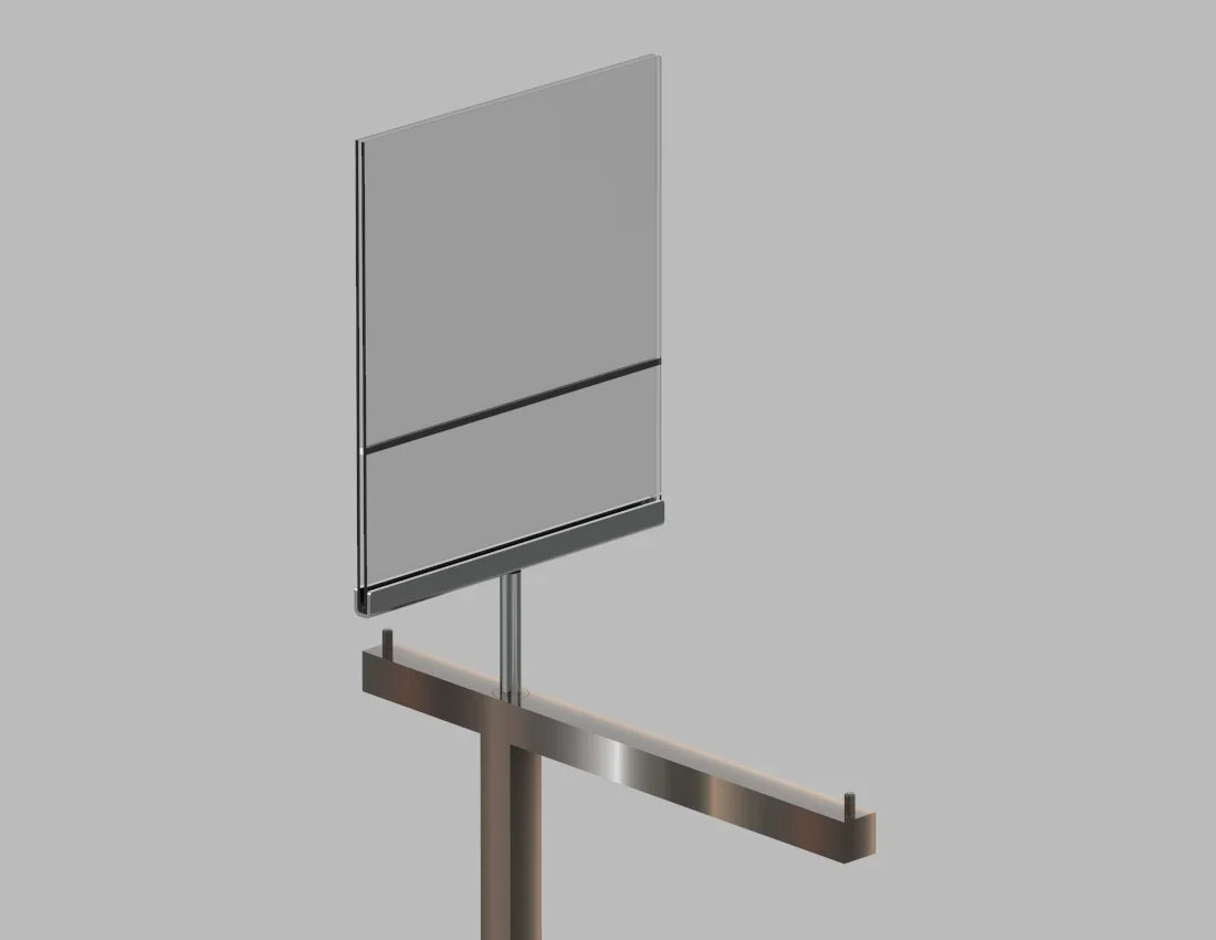 Single Arm Adjustable Garment Rack with Sign Holder — Modern Retail Display Stand