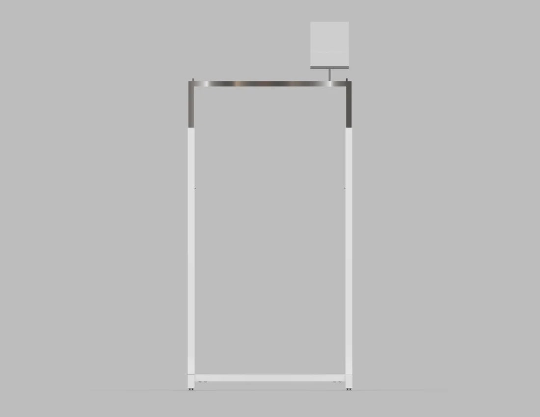 Adjustable Straight Bar Garment Rack with Sign Holder — Modern Retail Display Stand