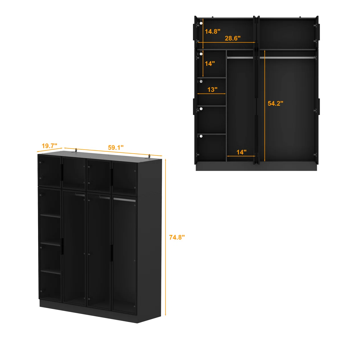JAYDEN - TEMPERED GLASS Wardrobe