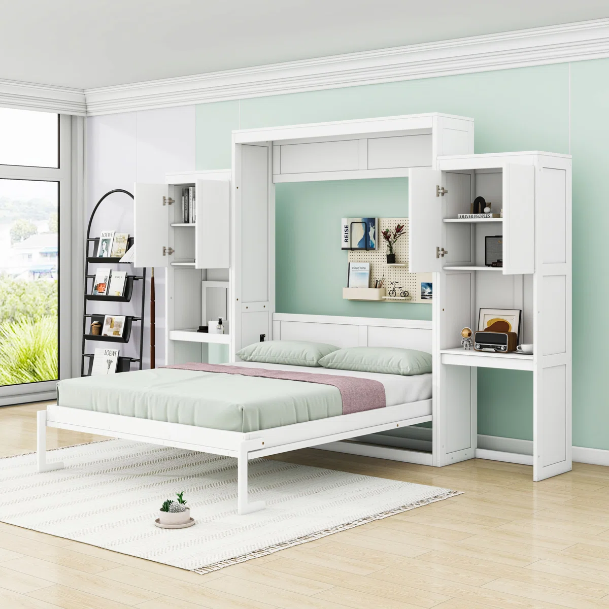 MAYA - Murphy Bed with Desk, Vanity and Shelves