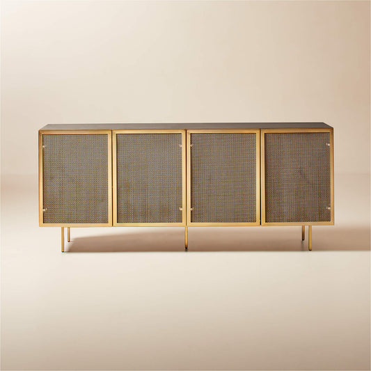 NORA - Brass Wire Mesh Media Console
