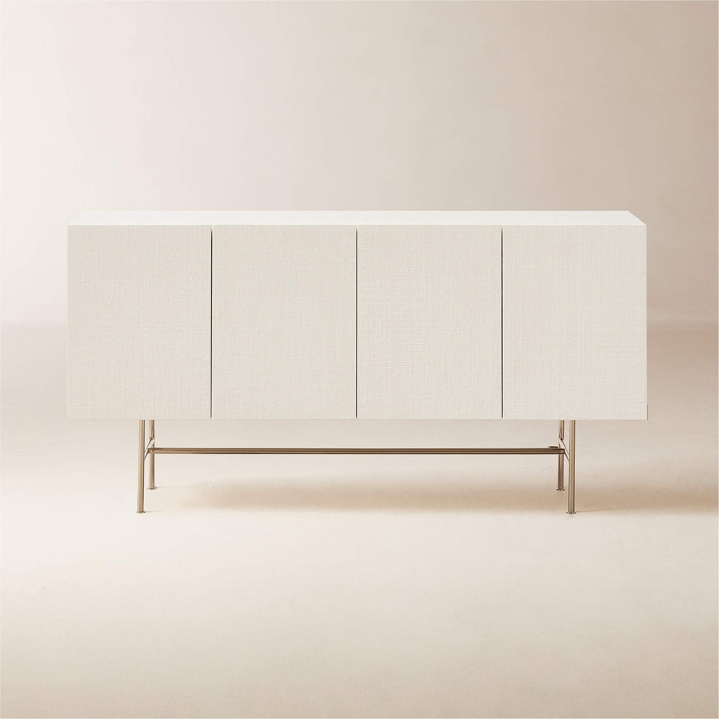 GIANNA -  Ivory Lacquered Grasscloth Media Console