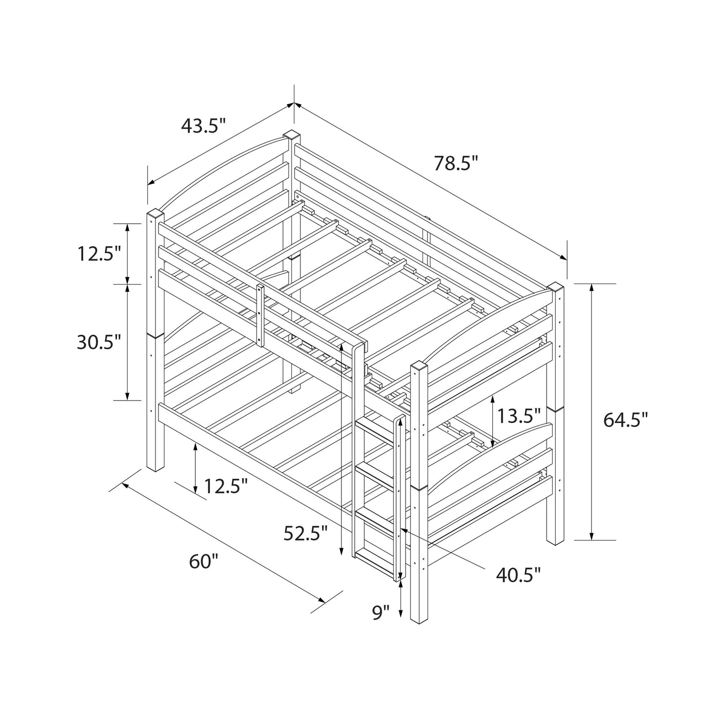 GRACE - Solid Wood Twin-over-Twin Convertible Bunk Bed