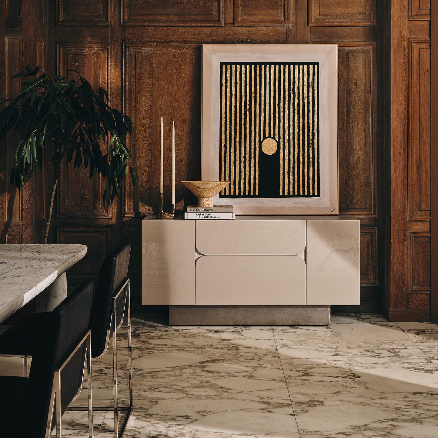 OWEN -  Enameled White Wood Credenza