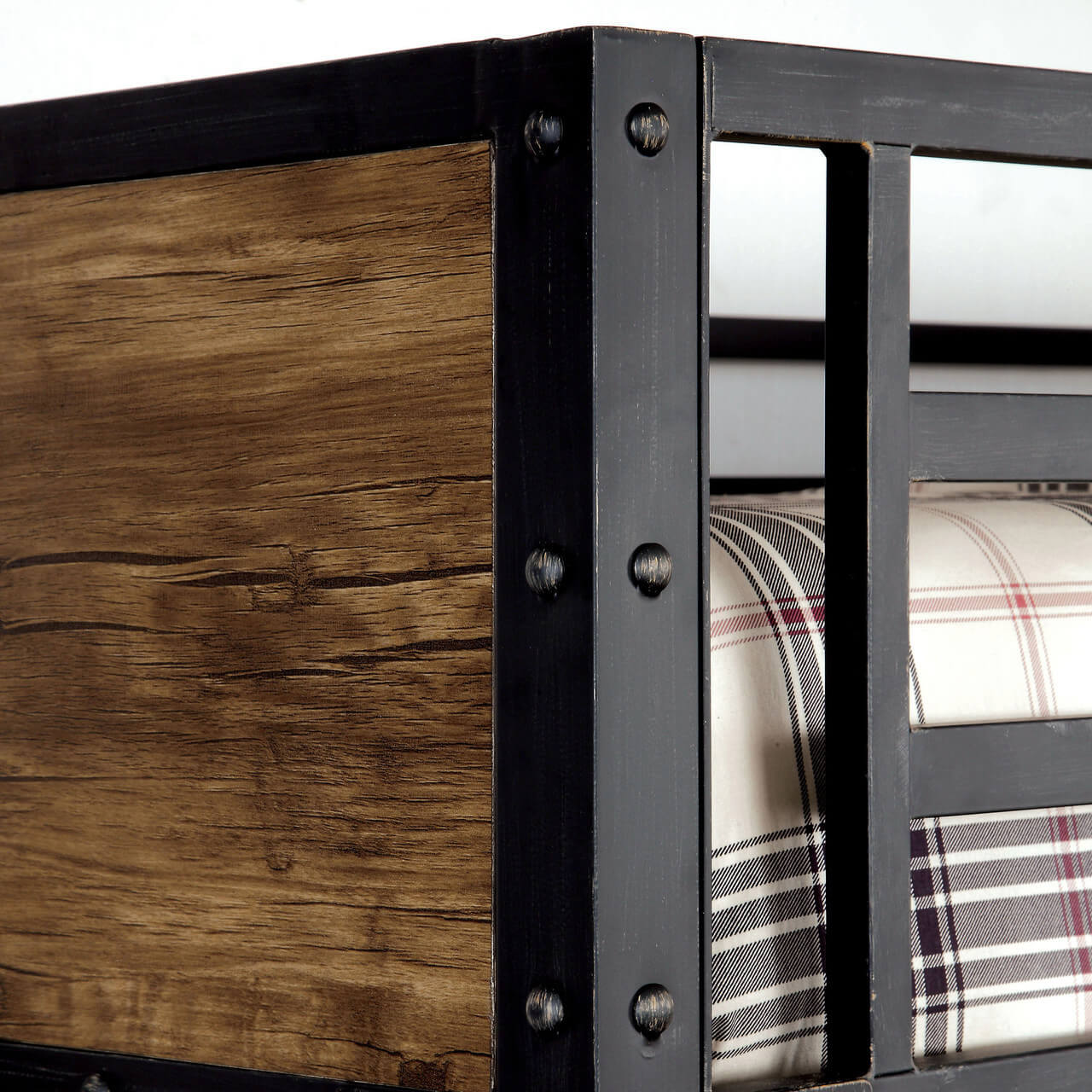RILEY - Industrial Style Metal Twin Bunk Bed