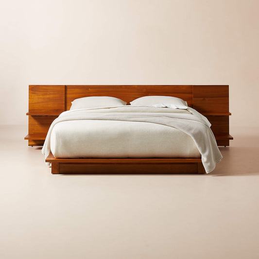 MAVERICK -  Wood Platform Queen Bed With Nightstands