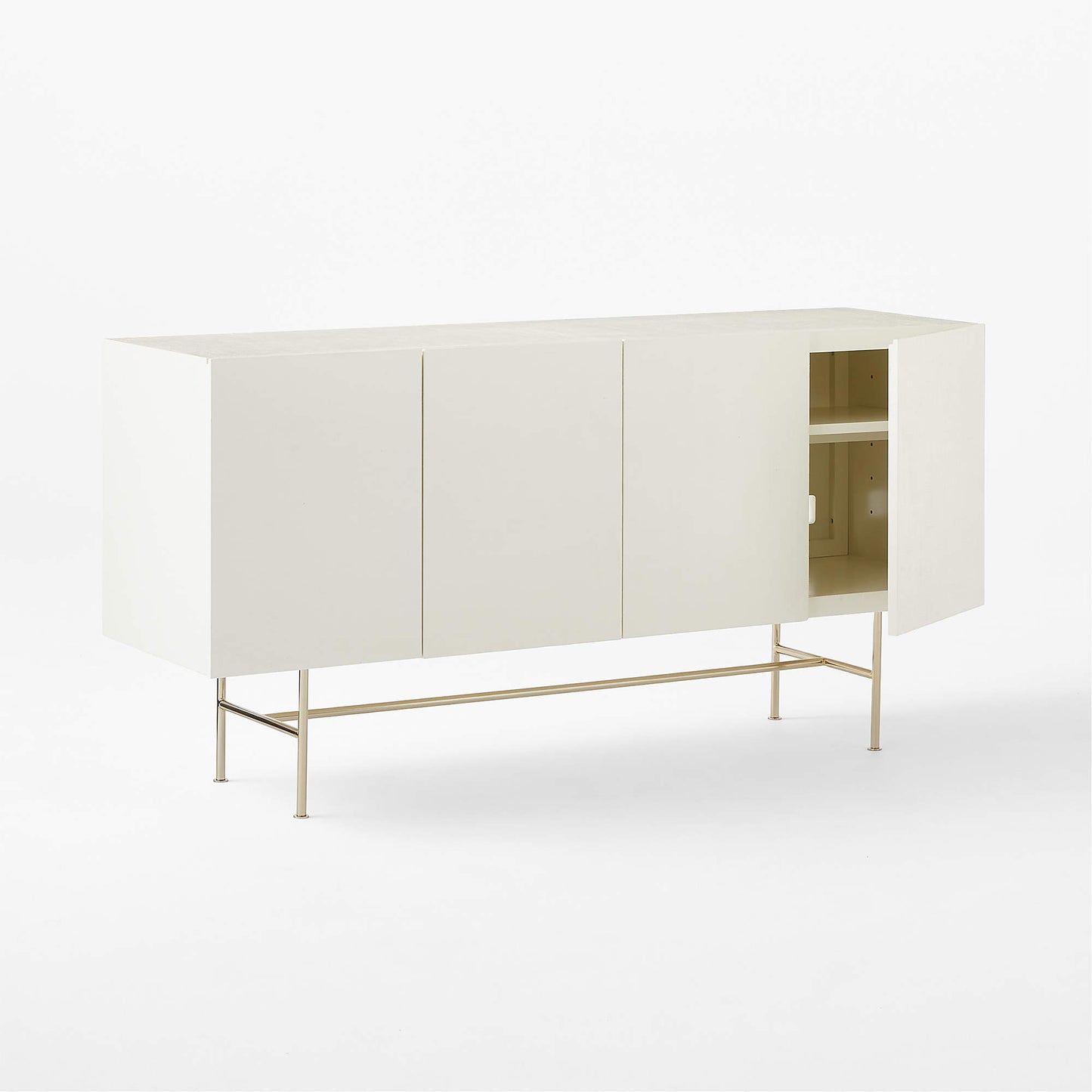 GIANNA -  Ivory Lacquered Grasscloth Media Console