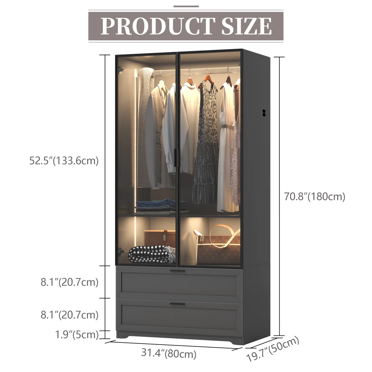 SADDIE -  GLASS PANEL Wardrobe