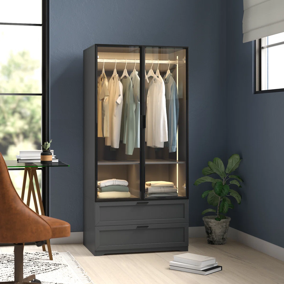 SADDIE -  GLASS PANEL Wardrobe