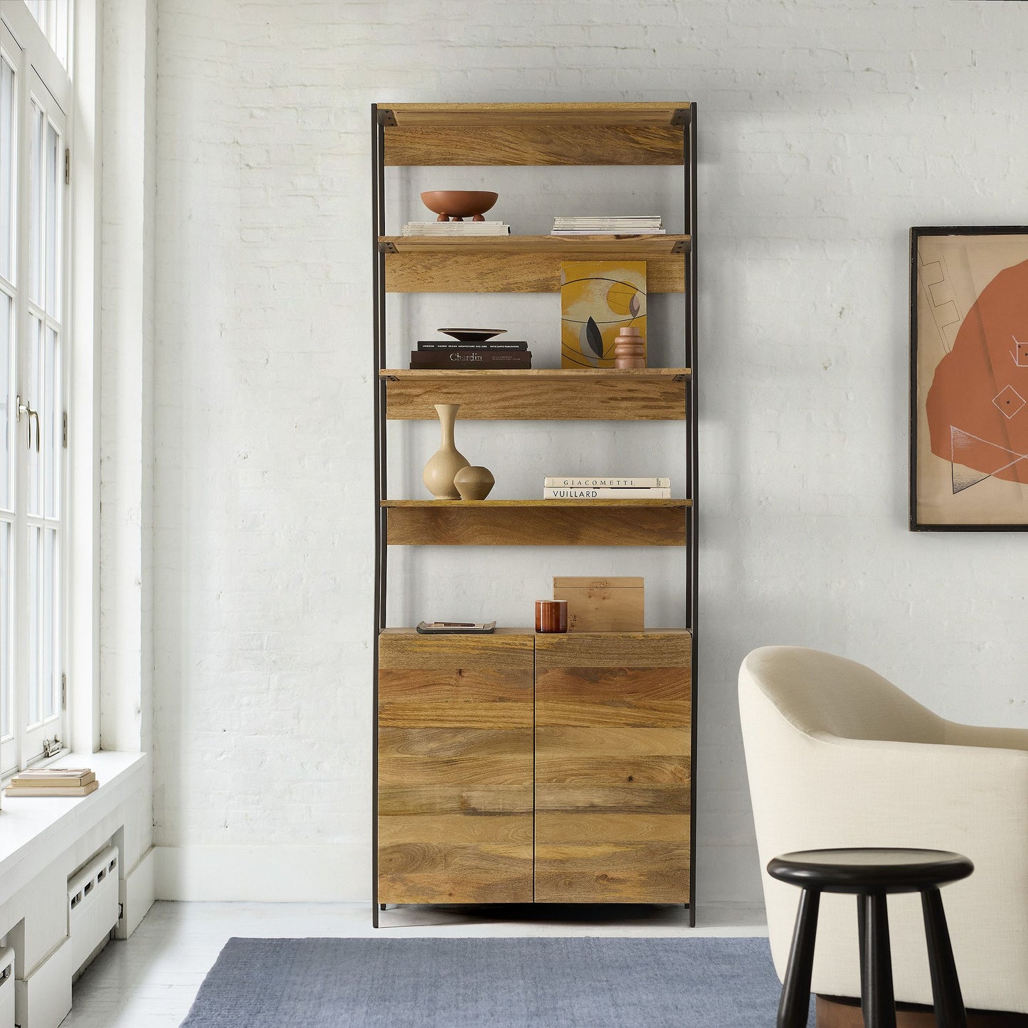 ABIGAIL-  Industrial Modular with cabinet book shelf
