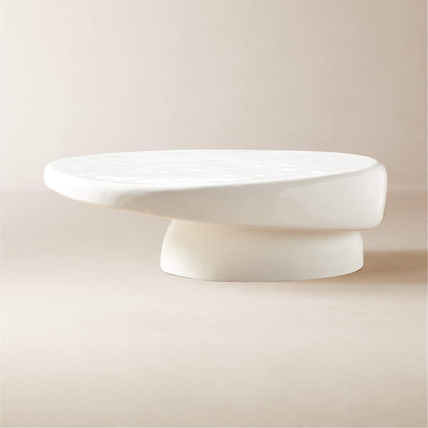 BEAU - Oval High-Gloss White Concrete Coffee Table