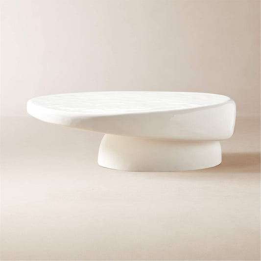 BEAU - Oval High-Gloss White Concrete Coffee Table