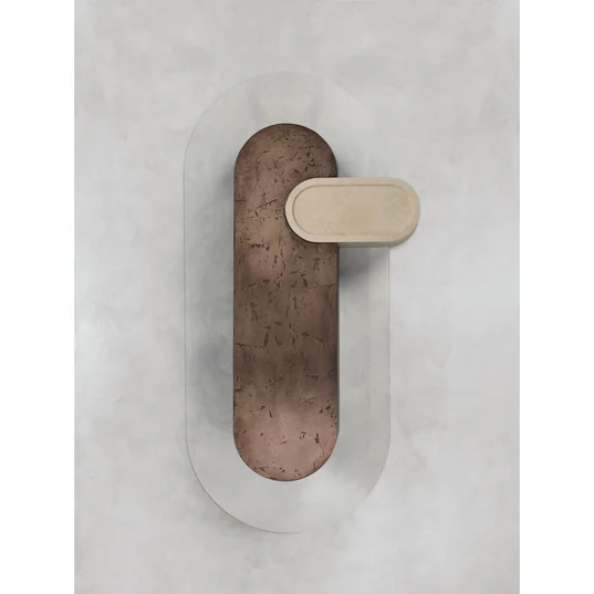 WILLIAM - Bronze and Travertine Coffee Table