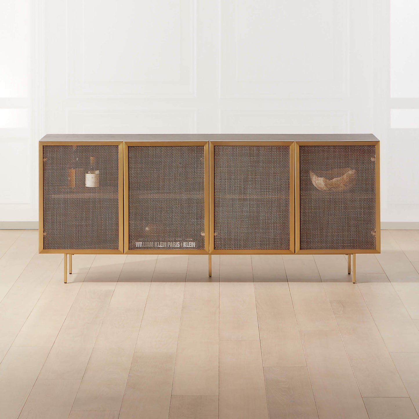 NORA - Brass Wire Mesh Media Console